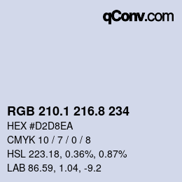 カラーコード: RGB 210.1 216.8 234 | qconv.com