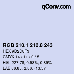 Farbcode: RGB 210.1 216.8 243 | qconv.com