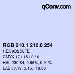 カラーコード: RGB 210.1 216.8 254 | qconv.com