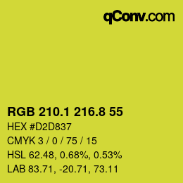 カラーコード: RGB 210.1 216.8 55 | qconv.com