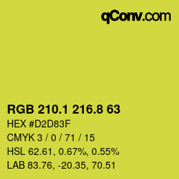 カラーコード: RGB 210.1 216.8 63 | qconv.com