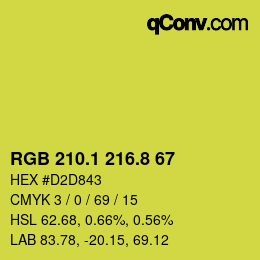 カラーコード: RGB 210.1 216.8 67 | qconv.com