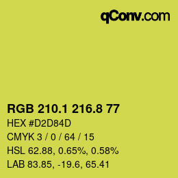 カラーコード: RGB 210.1 216.8 77 | qconv.com