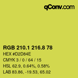 カラーコード: RGB 210.1 216.8 78 | qconv.com