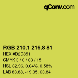 カラーコード: RGB 210.1 216.8 81 | qconv.com