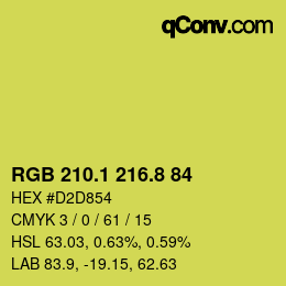 カラーコード: RGB 210.1 216.8 84 | qconv.com