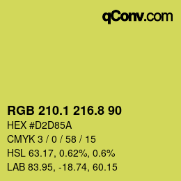 カラーコード: RGB 210.1 216.8 90 | qconv.com