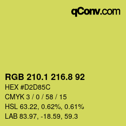 カラーコード: RGB 210.1 216.8 92 | qconv.com