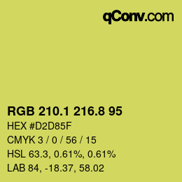カラーコード: RGB 210.1 216.8 95 | qconv.com