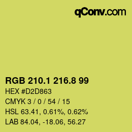 カラーコード: RGB 210.1 216.8 99 | qconv.com