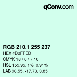 カラーコード: RGB 210.1 255 237 | qconv.com