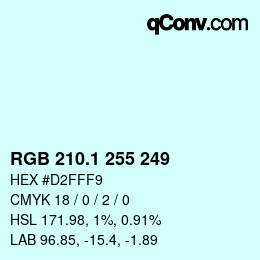 Color code: RGB 210.1 255 249 | qconv.com