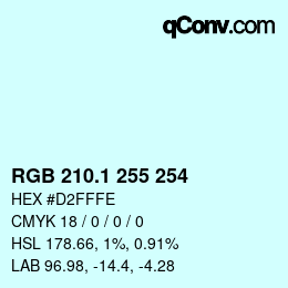 Color code: RGB 210.1 255 254 | qconv.com