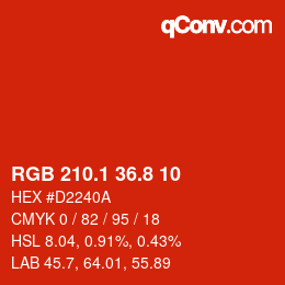カラーコード: RGB 210.1 36.8 10 | qconv.com