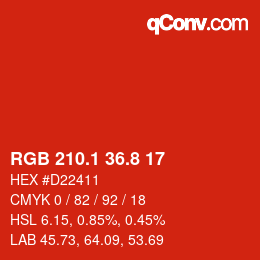 カラーコード: RGB 210.1 36.8 17 | qconv.com
