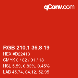 カラーコード: RGB 210.1 36.8 19 | qconv.com
