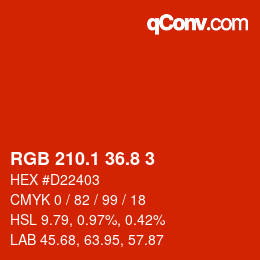 Color code: RGB 210.1 36.8 3 | qconv.com
