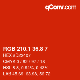 カラーコード: RGB 210.1 36.8 7 | qconv.com