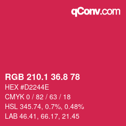 カラーコード: RGB 210.1 36.8 78 | qconv.com