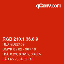 カラーコード: RGB 210.1 36.8 9 | qconv.com