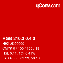 カラーコード: RGB 210.3 0.4 0 | qconv.com