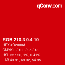 カラーコード: RGB 210.3 0.4 10 | qconv.com