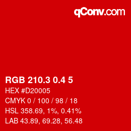 カラーコード: RGB 210.3 0.4 5 | qconv.com