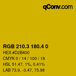 カラーコード: RGB 210.3 180.4 0 | qconv.com