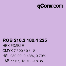 カラーコード: RGB 210.3 180.4 225 | qconv.com