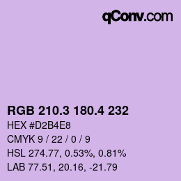 カラーコード: RGB 210.3 180.4 232 | qconv.com