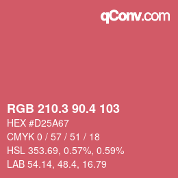 カラーコード: RGB 210.3 90.4 103 | qconv.com