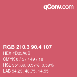 カラーコード: RGB 210.3 90.4 107 | qconv.com