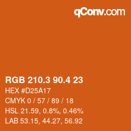 カラーコード: RGB 210.3 90.4 23 | qconv.com