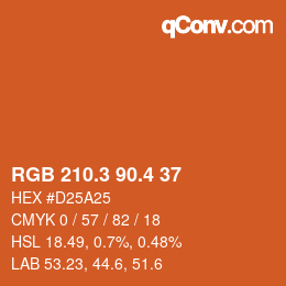 カラーコード: RGB 210.3 90.4 37 | qconv.com