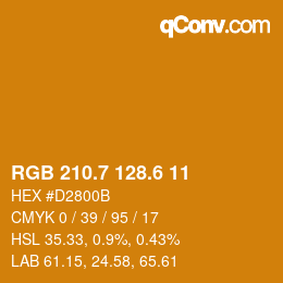 カラーコード: RGB 210.7 128.6 11 | qconv.com