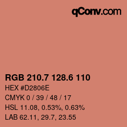 カラーコード: RGB 210.7 128.6 110 | qconv.com