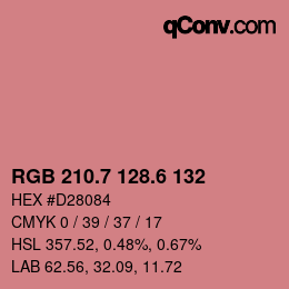 カラーコード: RGB 210.7 128.6 132 | qconv.com
