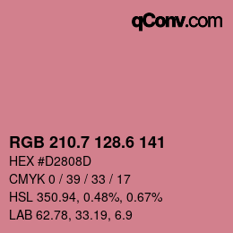 カラーコード: RGB 210.7 128.6 141 | qconv.com