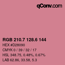 カラーコード: RGB 210.7 128.6 144 | qconv.com