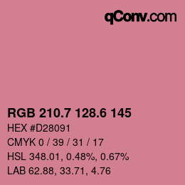 カラーコード: RGB 210.7 128.6 145 | qconv.com