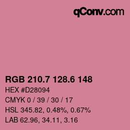 カラーコード: RGB 210.7 128.6 148 | qconv.com