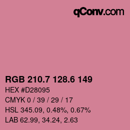 カラーコード: RGB 210.7 128.6 149 | qconv.com