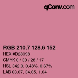 カラーコード: RGB 210.7 128.6 152 | qconv.com