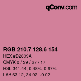 カラーコード: RGB 210.7 128.6 154 | qconv.com