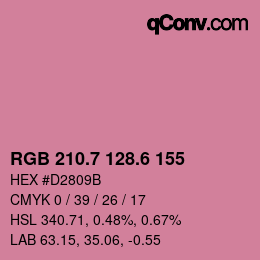 カラーコード: RGB 210.7 128.6 155 | qconv.com