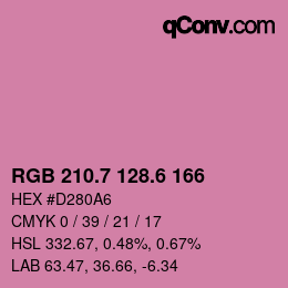 カラーコード: RGB 210.7 128.6 166 | qconv.com