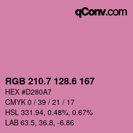 カラーコード: RGB 210.7 128.6 167 | qconv.com