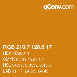 カラーコード: RGB 210.7 128.6 17 | qconv.com