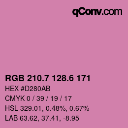 カラーコード: RGB 210.7 128.6 171 | qconv.com
