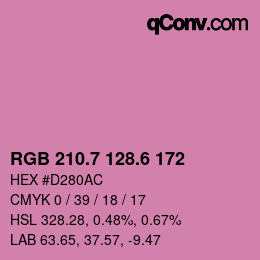 カラーコード: RGB 210.7 128.6 172 | qconv.com